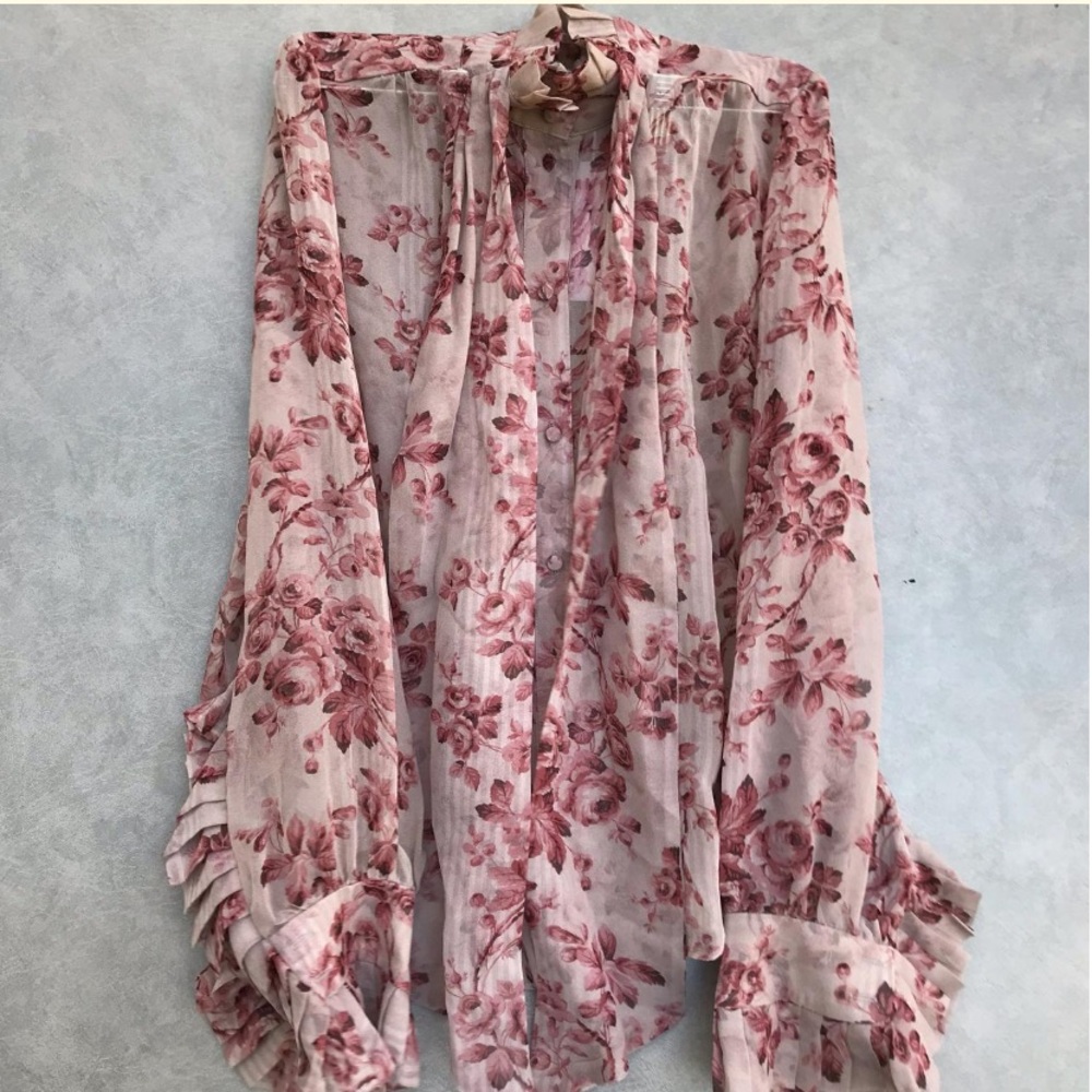NWT Zimmermann Unbridled Tie Neck Blouse - Picture 7 of 8